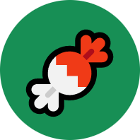 Candy emoji on green background